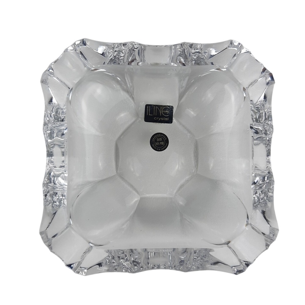 ILINE Crystal Clear Ashtray Square Heavy Handcrafted Made in West Germany EUC
